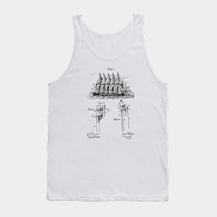 Sailing Ship Rigging Vintage Patent Hand Drawing Tank Top